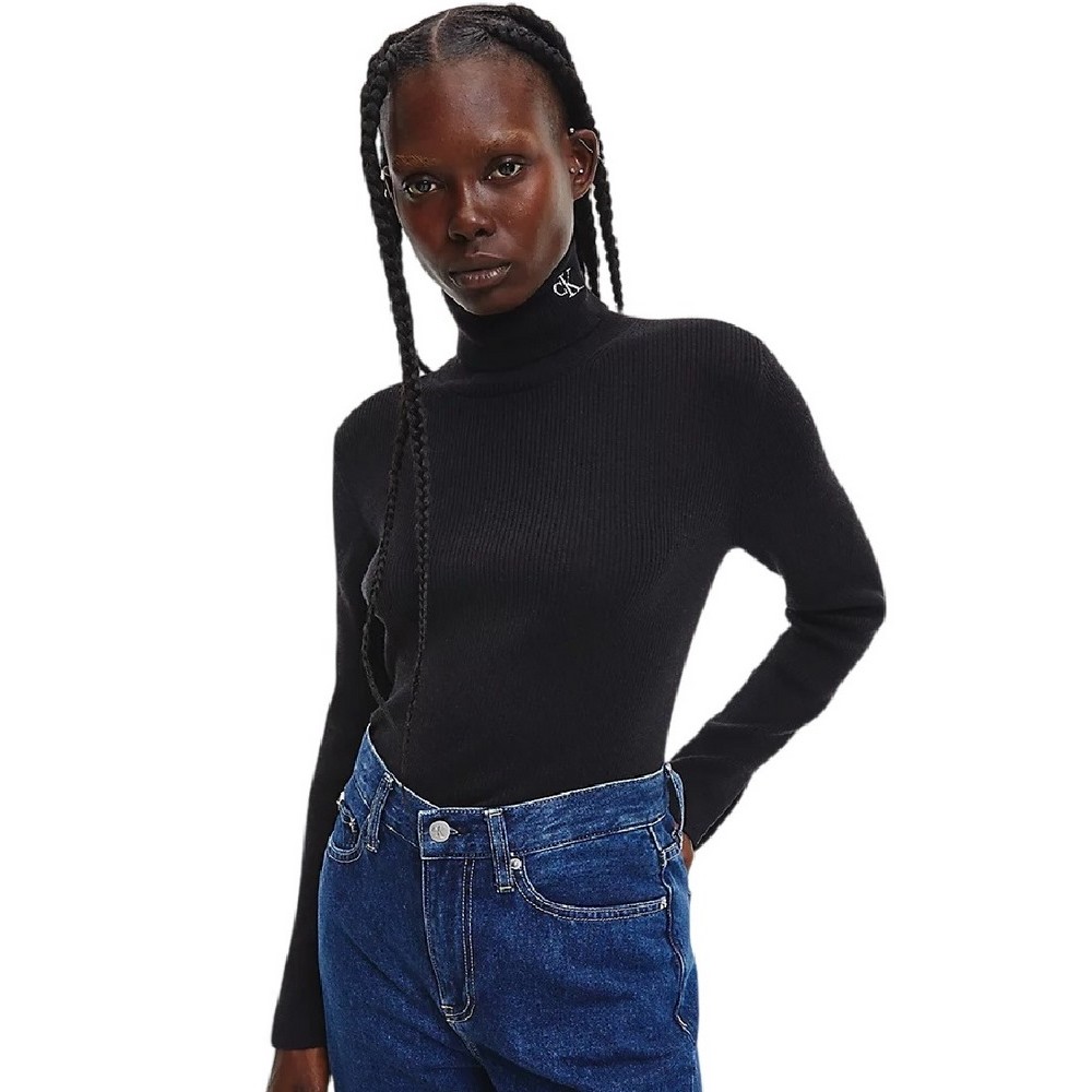 CALVIN KLEIN JEANS CK TIGHT ROLL NECK SWEATER BLACK